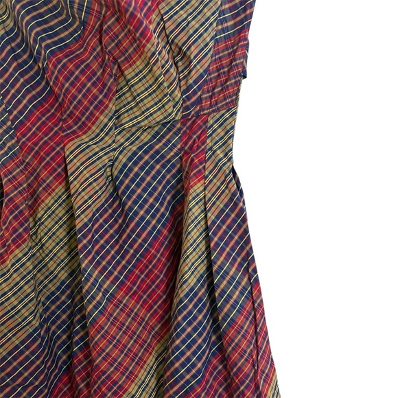 Donoratico By Ding Yong Plaid Fit & Flair Scoop Neck Short Dress Size Small - Picture 5 of 13